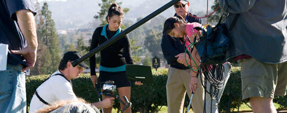 outdoor tennis set film crew